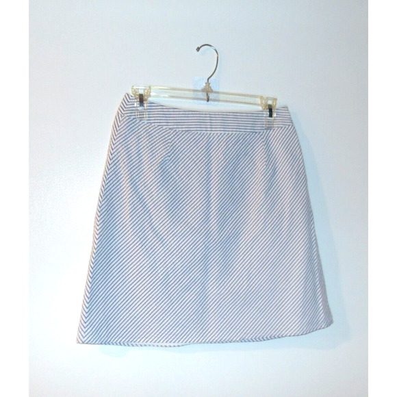 Casual Corner Annex‎ Skirt Women's Size 4 Blue Seersucker Side Zip Lined - Picture 2 of 4